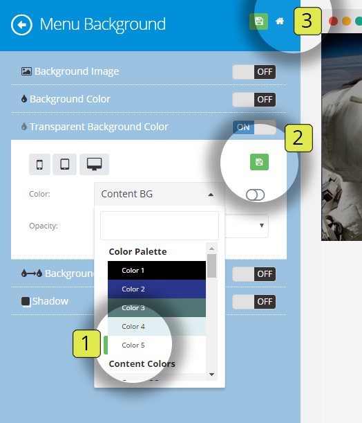7 floating menu color